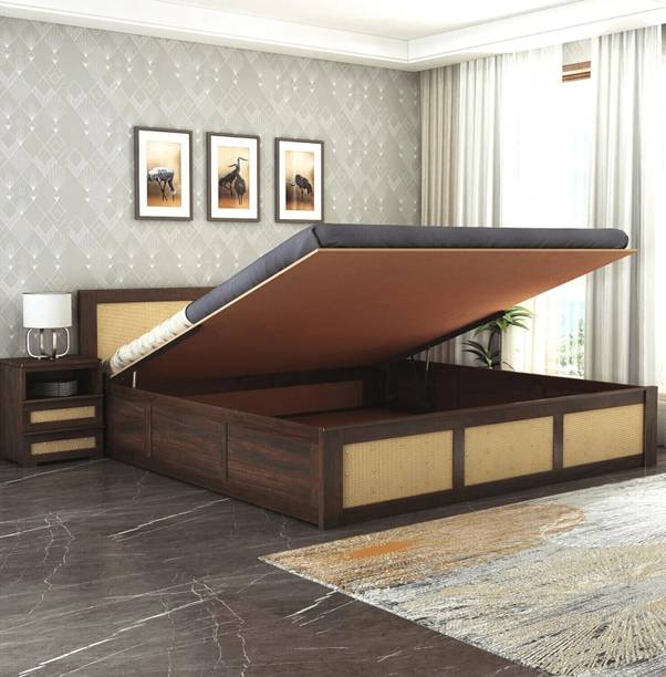 SAVITRIDECOR Sheesham Wood Bed For Bedroom/Wooden Cot/Palaung/Bed With Storage For Home Solid Wood King Hydraulic Bed