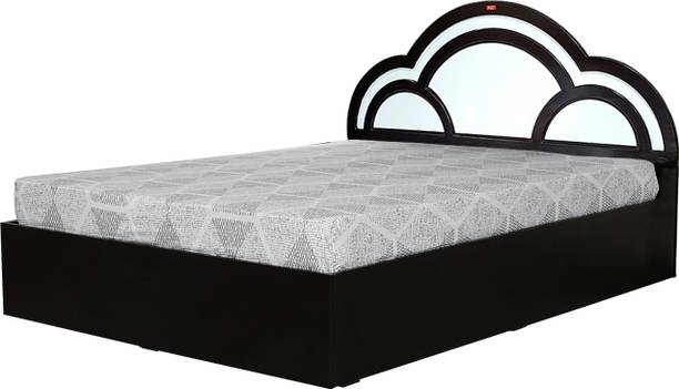 POJ Yuko King Size Bed with Hydraulic Storage in Dark Wallnut Finish Engineered Wood King Hydraulic Bed, 205 cm x 205 cm (6.73 ft x 6.73 ft)