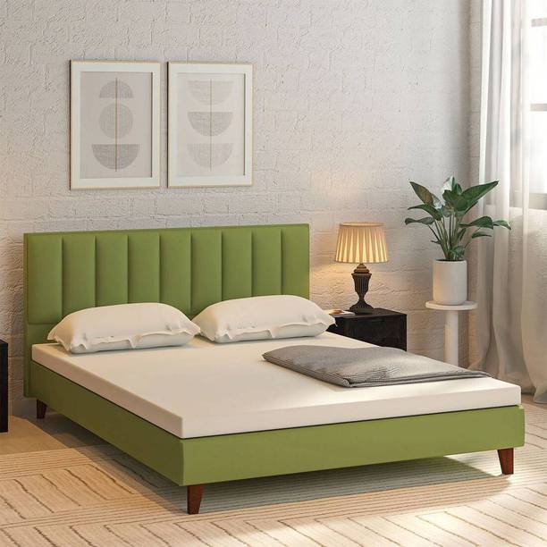 CRIGE Fabric Queen Size Bed For Hotel, Bedroom Engineered Wood Queen Bed