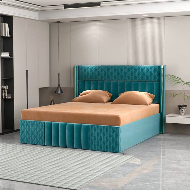 CARLTON LONDON Upholstered bed with storage And Headboard For Bedroom Without Mattress Engineered Wood Queen Box Bed