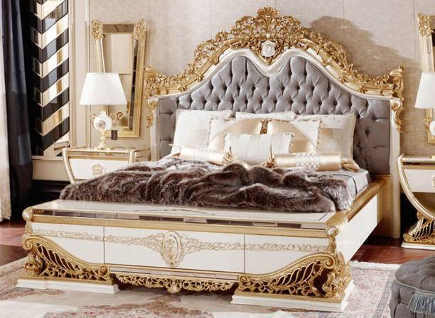 royal wood GOLDY ROYAL LUXURY PREMIUM TEAKWOOD Solid Wood King Box Bed, 170 cm x 100 cm (5.58 ft x 3.28 ft)