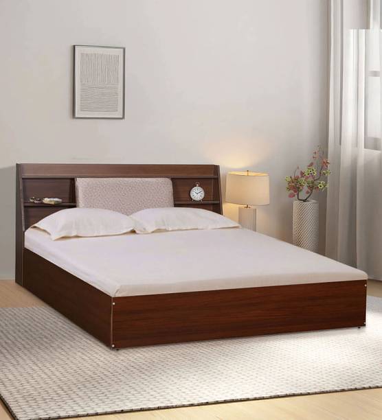 Mintwud from Pepperfry Tokyo Queen Bed with Box & Upholstered Headboard Storage For Bedroom Engineered Wood Queen Box Bed