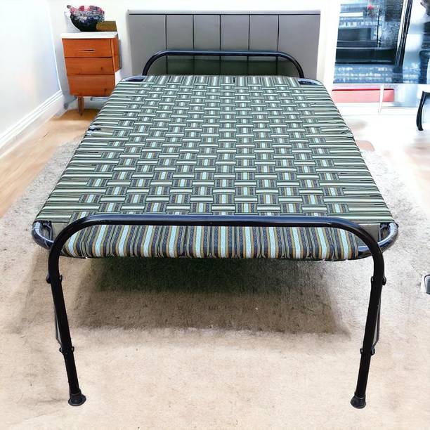 NorthCrafts Folding Bed Metal Cot Khat for Sleeping Portable Single Foldable 3x6 ft. Bed Metal Single Bed