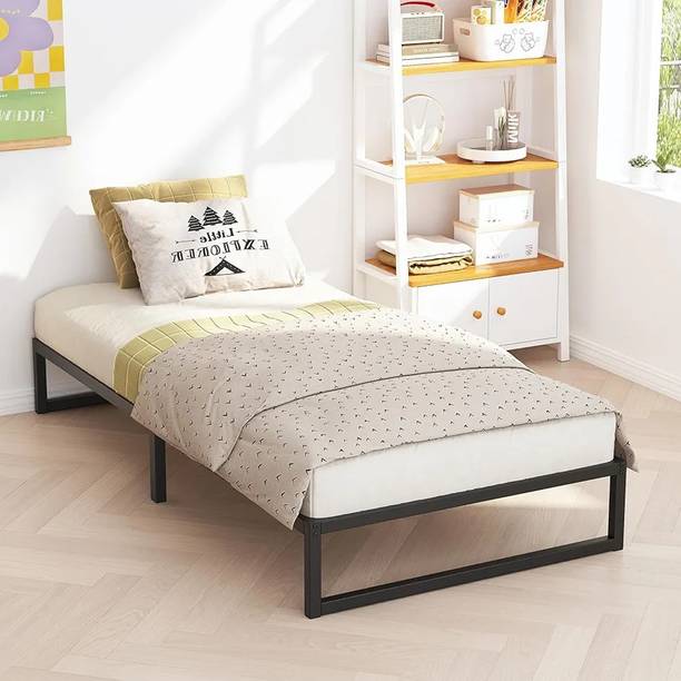Smake Mart Metal Twin Bed Platform Frame Heavy Duty Steel Slat Metal Single Bed