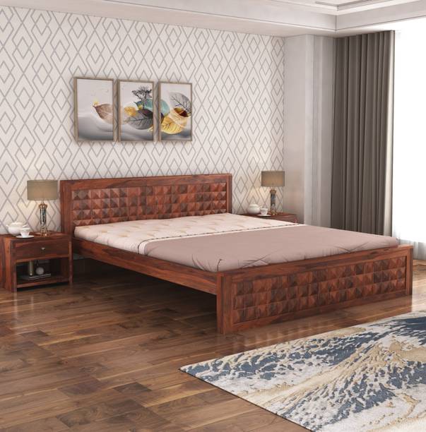 KART HANDICRAFTS Solid Shhesham Wood Without Storage Bed For/Bedroom/Home/Hotels Solid Wood Queen Bed