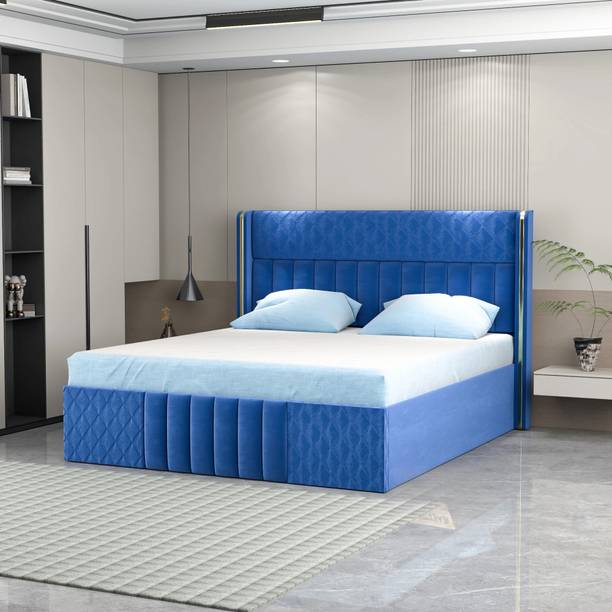 Klenta Home Decor Engineered Wood Upholstered King Size Bed With Storage And Headboard For Bedroom Engineered Wood King Box Bed