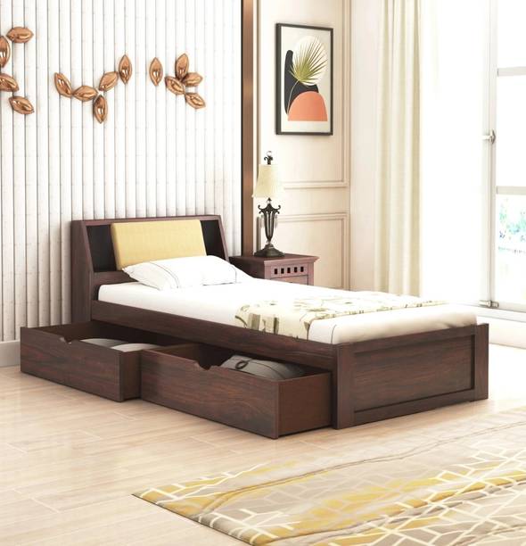 Ganpati Arts Sheesham Wood Mayor Wooden Single Cot For Home/Single Bed With Drawer Storage Solid Wood Single Drawer Bed, 98 cm x 223 cm (3.22 ft x 7.32 ft)