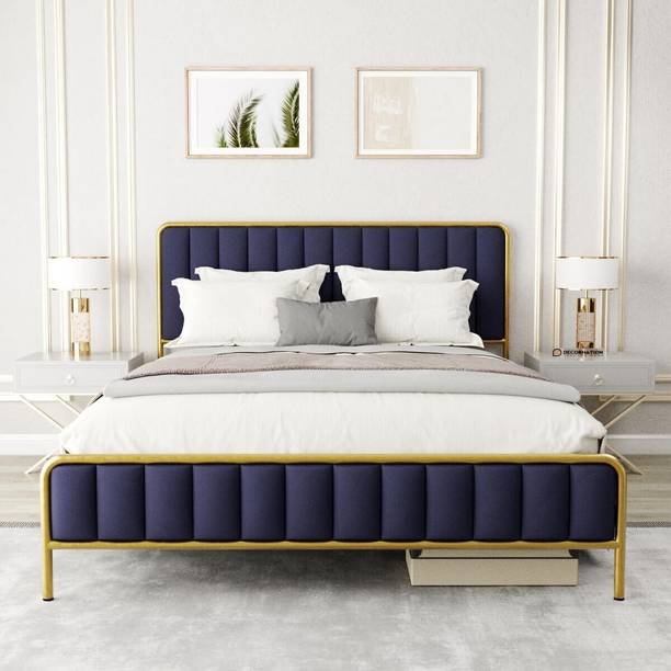 DecorNation Lucius Upholstered Metal Queen Bed
