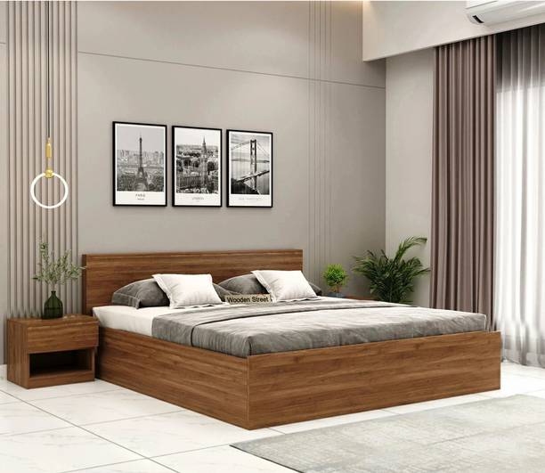 Wooden Street Harper Premium Engineer Wood Queen Size Platform Bed With Box Storage Engineered Wood Queen Box Bed, 208.2 cm x 157.4 cm (6.83 ft x 5.16 ft)
