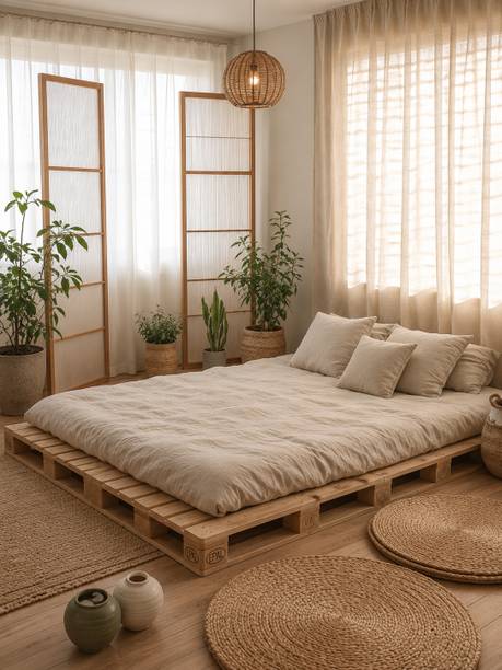 The lkea Premium Pine Wood Pallet Bed Frame Modern Wooden Platform | Bed DIY Assembly Engineered Wood Single Bed, 91 cm x 91 cm (2.99 ft x 2.99 ft)