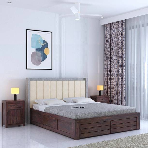 Ganpati Arts Sheesham Wood Hynes Bed/Cot/Wooden Palaung With Storage For Bedroom/Home/Hotel Solid Wood King Box Bed