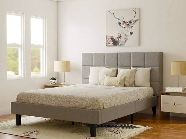 Worldwood Rich look Queen Upholstered Platform Bed for Bedroom , Kids Bedroom Engineered Wood Queen Bed