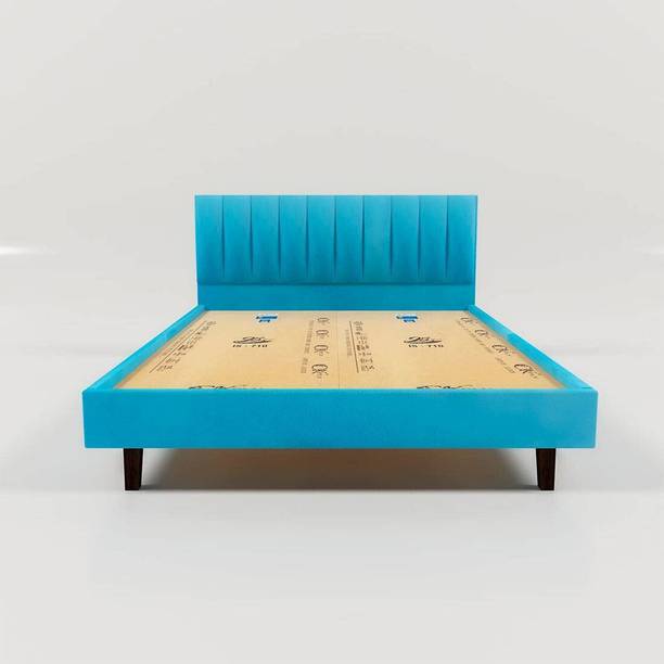 Klenta Home Decor Fabric Upholstered King Size Bed With Linen Design Headboard For Bedroom/ Hotel| Solid Wood King Bed