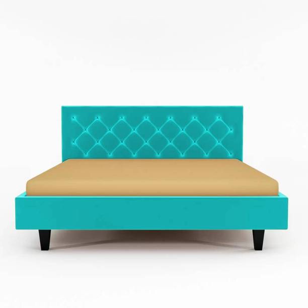 Klenta Home Decor Upholstered Engineer Wood King Size Bed With Button Tufted Headboard For Bedroom Engineered Wood King Bed