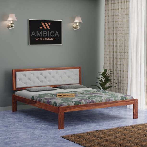AMBICA WOODMART Solid Sheesham Wood | Queen Size bed| Colour (Brown ) without storage Solid Wood Queen Bed
