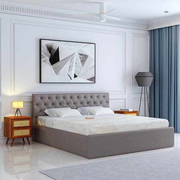 Ganpati Arts Plywood Upholstered Bed with Tufted Headboard/Wooden Cot/Palaung For Bedroom Engineered Wood King Box Bed