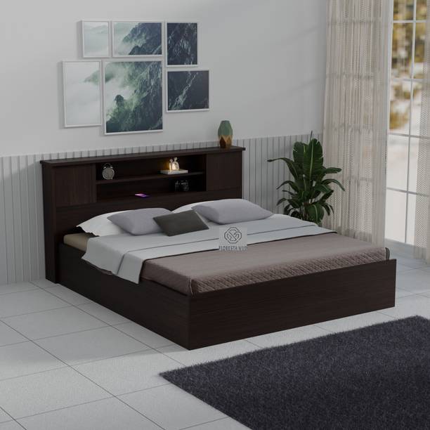 Floresta Wud Engineered Wood Queen Size Bed With Storage For Bedroom Engineered Wood Queen Box Bed, 220 cm x 152.4 cm (7.22 ft x 5.0 ft)