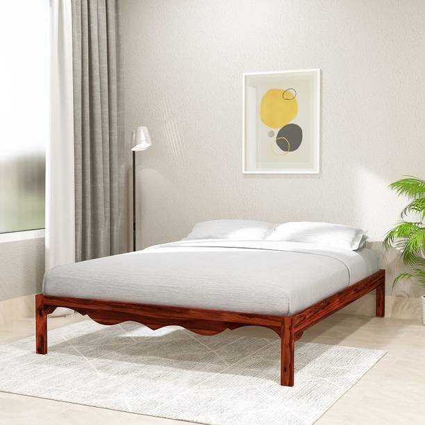 Woodefly Sheesham Wood King Size Bed Without Storage/ Double Bed/ Cot Bed for Bedroom Solid Wood King Bed, 206 cm x 190 cm (6.76 ft x 6.23 ft)