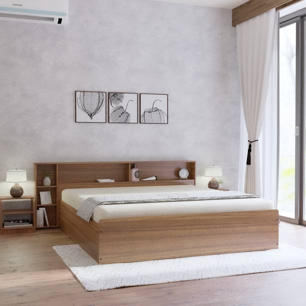 NEUDOT Yovalty Headboard storage Engineered Wood King Box Bed