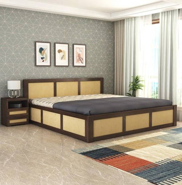 GOYALINTERIOR Sheesham Wood King Bed/Wooden Cot/Wooden Bed With Box Storage For Home Solid Wood King Box Bed