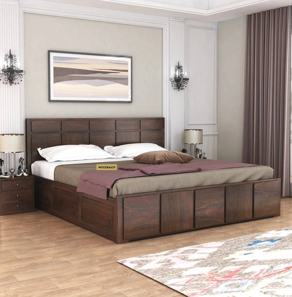 WOODENJOY Sheesham Wood Bed/Wooden Queen Bed/Wooden Bed/Cot With Box Storage For Home Solid Wood Queen Box Bed