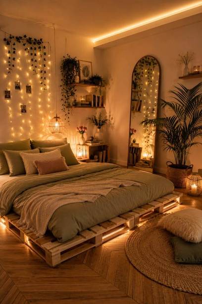 Knowk knock Beautiful Nordic 4×6 ft Pine Wood Pallet Bed Rustic Modern Wooden Furniture Solid Wood Double Bed, 183 cm x 122 cm (6.0 ft x 4.0 ft)