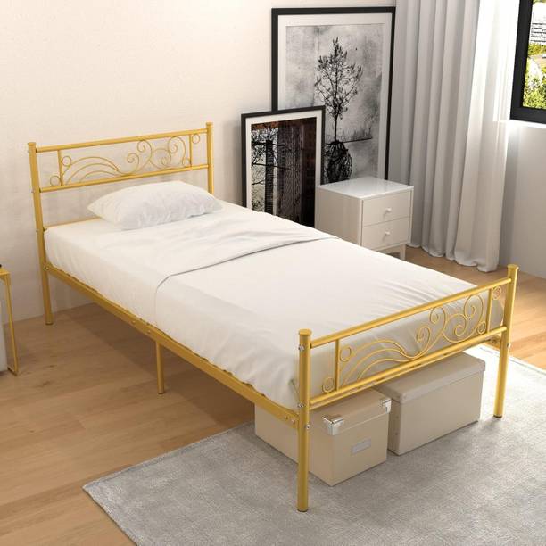 Z H Handicrafts Twin Size Bed Frame with Headboard No Box Spring Needed Platform Metal Single Bed