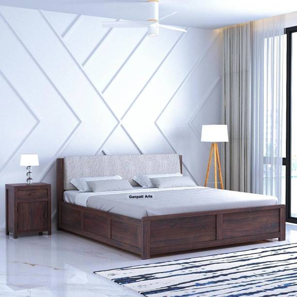 Ganpati Arts Sheesham Wood Oslo Bed For Bedroom/Hotel/Wooden Cot/Bed With Box Storage Solid Wood King Box Bed