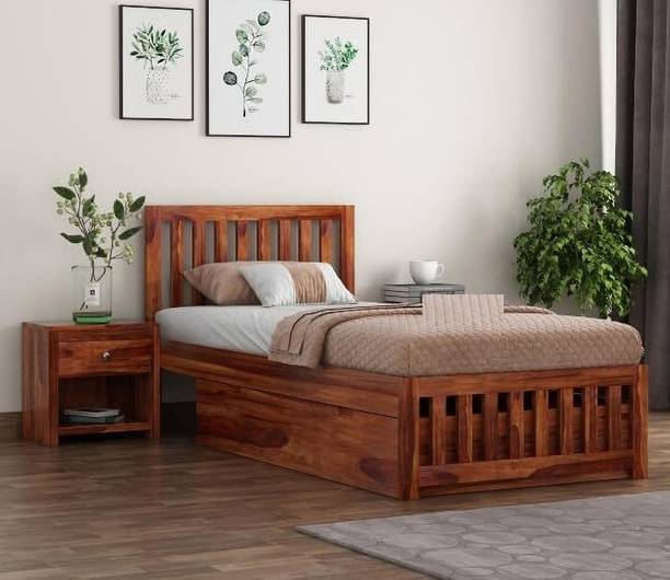Ferrovilla Solid Wood Single Drawer Bed, 198.12 cm x 91.44 cm (6.5 ft x 3.0 ft)