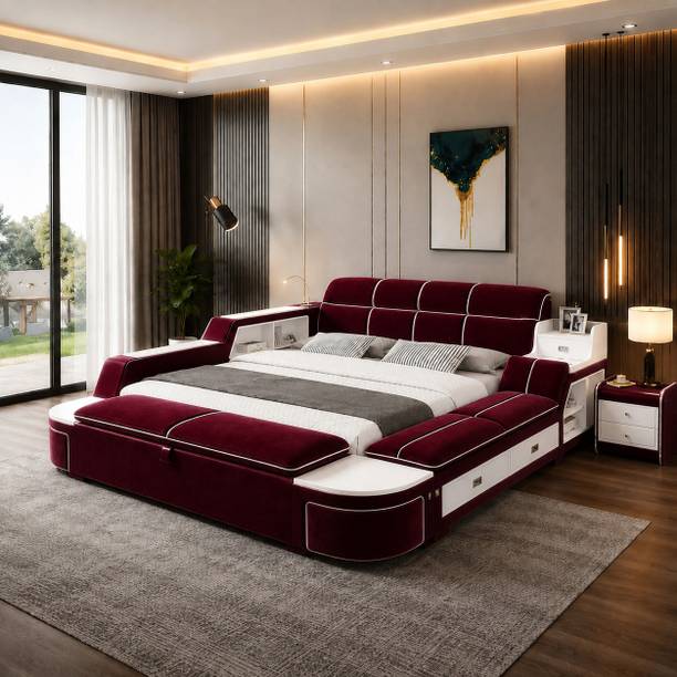 alishaank MULTI FUNCTIONAL SMART BED WITH BODY MASSAGER MUSIC SYSTEM Etc. Solid Wood Double Box, Hydraulic Bed, 184 cm x 185 cm (6.04 ft x 6.07 ft)