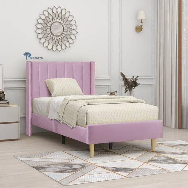 Manorekha Upholestery Premium Fabric Cot for Home Engineered Wood Single Bed