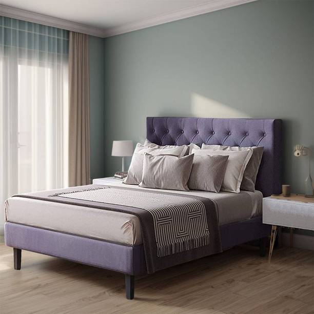 Taskwood Furniture Fabric King Size Bed Without Storage For Bed Room, Hotel. Engineered Wood King Bed