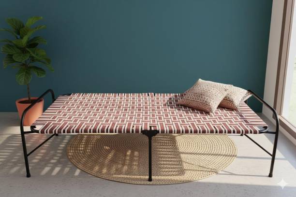 BUYMORE PORTABLE BED 3X6 Metal Single Bed, 182 cm x 76 cm (5.97 ft x 2.49 ft)