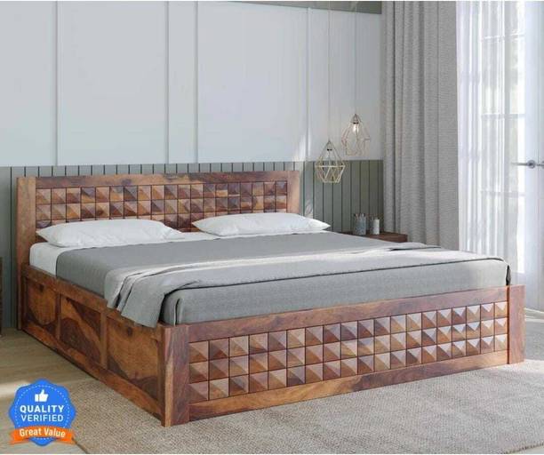 Flipkart Perfect Homes Diamond Cut King Size Bed For Your Luxurious Place Solid Wood King Box Bed