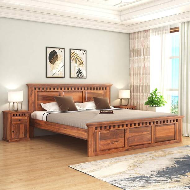 SONA ART & CRAFTS Kuber Bie Bed Queen Natural Solid Wood Queen Bed