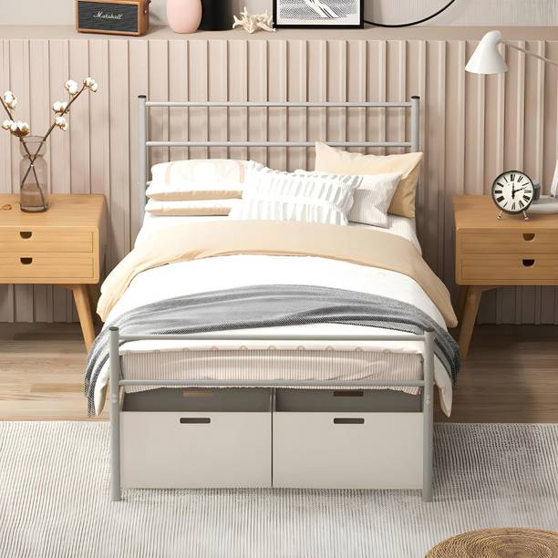 Vibrant Interior EDELBERTO GREY (6x4) Metal Double Bed