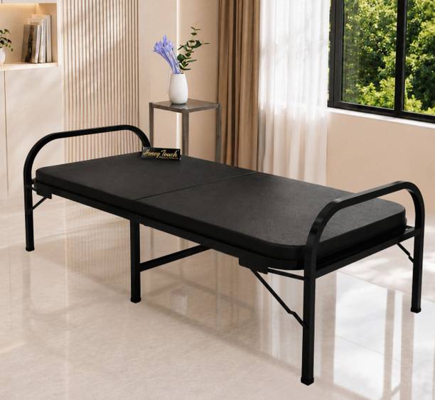 HoneyTouch Atlas Folding Bed Single with Mattress |No Assembly Required Metal Single Bed, 190 cm x 91 cm (6.23 ft x 2.99 ft)