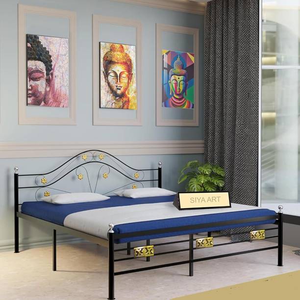 SIYA ART Iron Frame Without Storage Queen Size Bed for Bedroom Metal Queen Bed