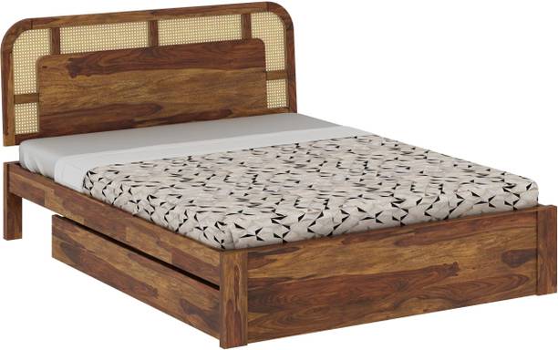 Vintage Home Sunburst Ratan Sheesham ( Rosewood ) Jodhpur Furniture Solid Wood Queen Drawer Bed