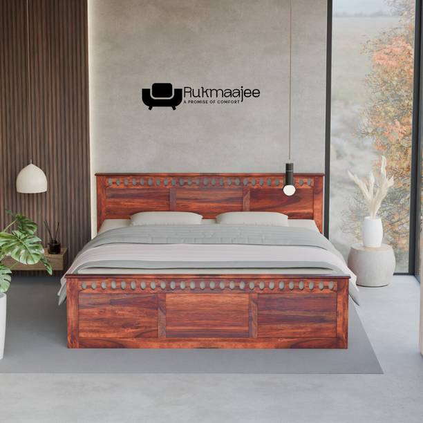 Rukmaajee Tan Series Solid Wood King Box Bed