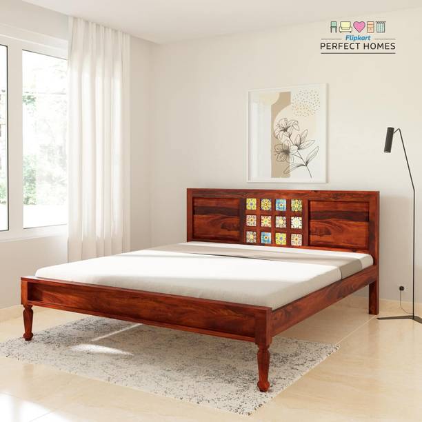 Flipkart Perfect Homes Sheesham Solid Wood King Bed, 188 cm x 212 cm (6.17 ft x 6.96 ft)
