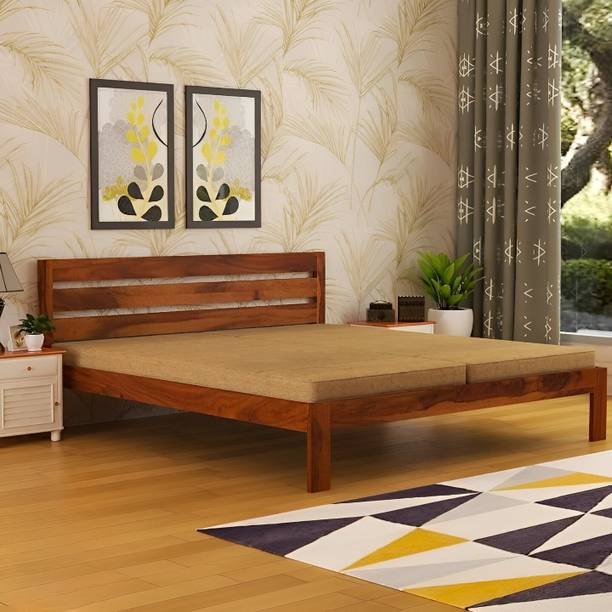 CLANECRAFT Solid Sheesham Wood Queen Size Bed Without Storage For Bedroom/ Living Room| Solid Wood Queen Bed