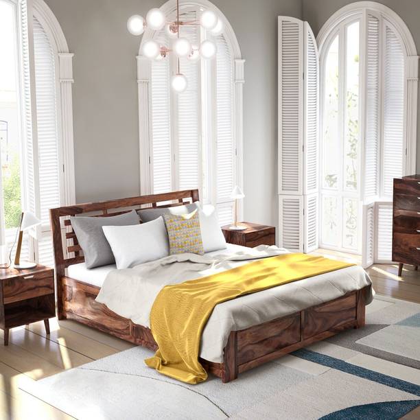 Perfect Pieces Sheesham (Rosewood) Bed for Bedroom Solid Wood Queen Bed, 208 cm x 163.5 cm (6.82 ft x 5.36 ft)