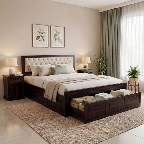 SONA ART & CRAFTS Zeus Sheesham Wood King Size Bed Drawer Storage Solid Wood King Drawer Bed, 208 cm x 188 cm (6.82 ft x 6.17 ft)