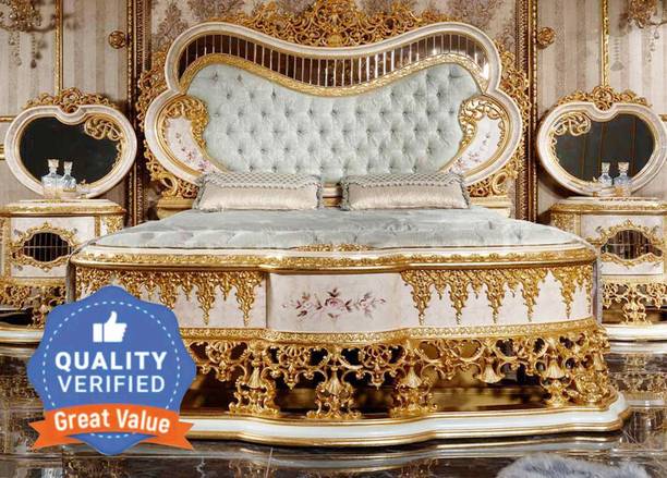 royal wood ROZA TURKISH STYLE ROYAL LUXURY TEAKWOOD Solid Wood King Box Bed, 170 cm x 170 cm (5.58 ft x 5.58 ft)