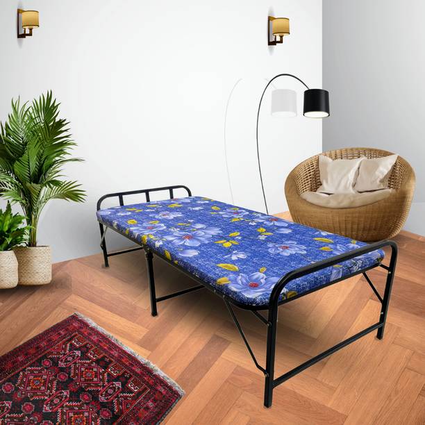 Palmen Aadhar Folding Bed For Sleeping With Mattress(2 Inch Soft) On Top & Plywood Base Metal Single Bed