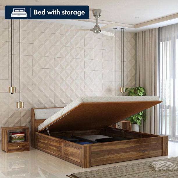 Ganpati Arts Sheesham Wood Victoria Bed/Wooden Bed With Hydraulic Storage For Home Solid Wood King Hydraulic Bed, 210.82 cm x 187.96 cm (6.92 ft x 6.17 ft)