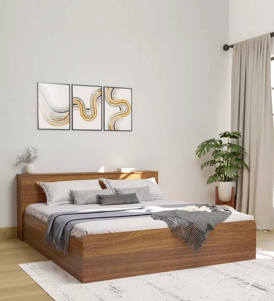 Mintwud From Pepperfry Minamoto Wooden Queen Bed/Cot With Headboard For Bedroom/Home Engineered Wood Queen Box Bed