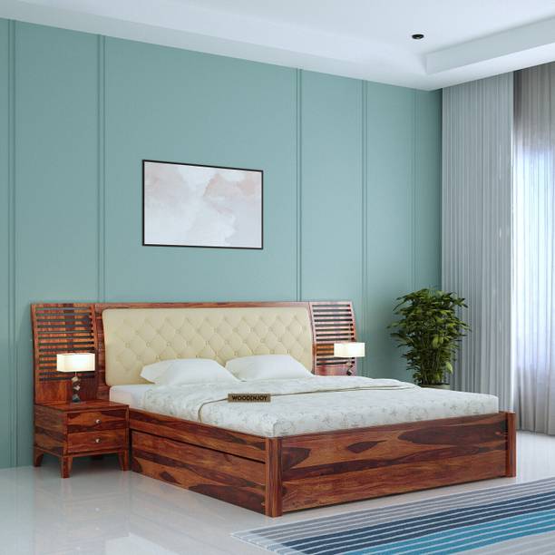 WOODENJOY Sheesham Wood Queen Bed With Drawers Storage/Wooden Queen Bed With Storage Solid Wood Queen Drawer Bed