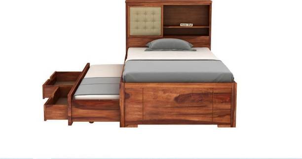 Gouravgenic Handicraft Solid Sheesham Wood Bed | Wooden Bed For Bedroom ,Living Room ,Home Solid Wood Single Drawer Bed, 224.53 cm x 99.06 cm (7.37 ft x 3.25 ft)